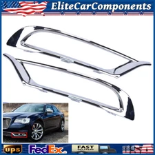 FOR 2015-2022 CHRYSLER 300 FRONT OUTER CENTER APPLIQUE CHROME BUMPER TRIM SET