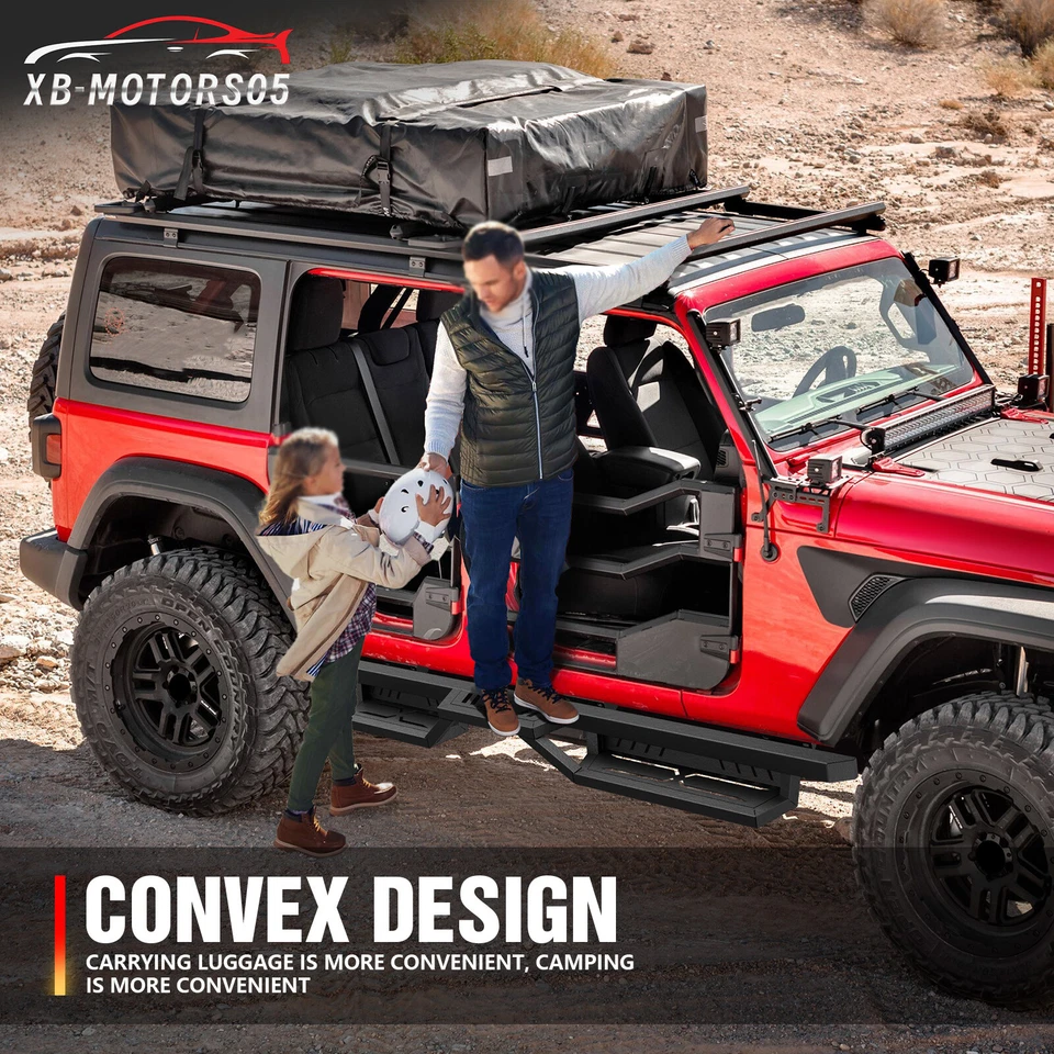 Fits For 2007-2018 Jeep Wrangler JK JKU Unlimited 4 Drs Running Boards Two Stair Foto 4 de 4