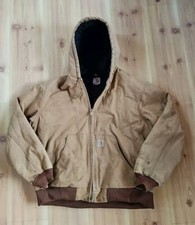 Carhartt J140 BRN Hooded Canvas Jacket Union Made Size XL Made In USA