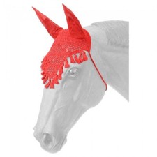 Tough 1 HORSE CROCHETED FLY BONNET VEIL w/ FRINGE TASSELS in red black blue
