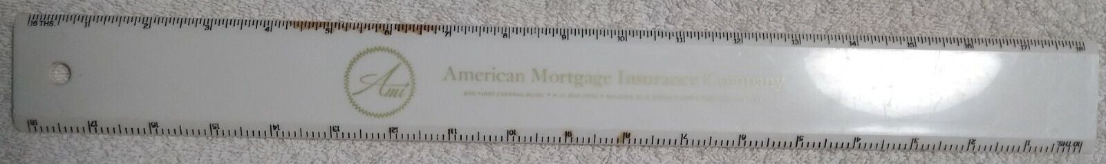 18" Vintage American Mortgage Insurance Company Ami Advertising Ruler Raleigh Nc