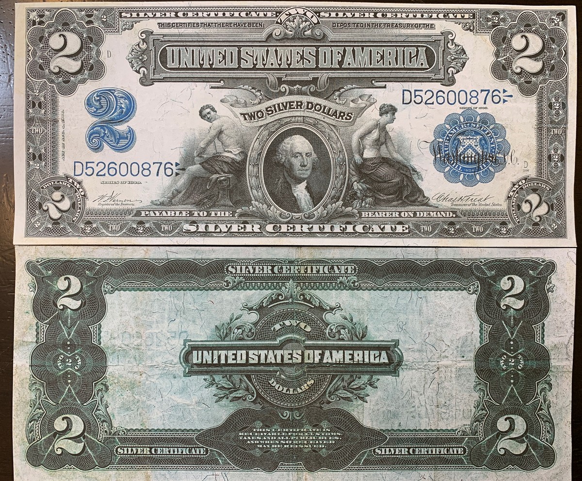 Reproduction Copy 1899 $2 Silver Certificate Washington Mini