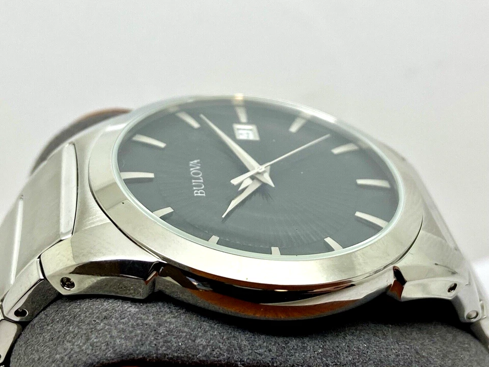 Мужские кварцевые часы Bulova 96B149 Classic дата черный циферблат 38 мм нержавеющая сталь - Изображение 3 из 4