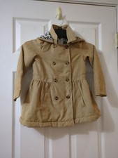 Tahari Coat S 5/6  Girls Detachable Hood Tan With Animal Print