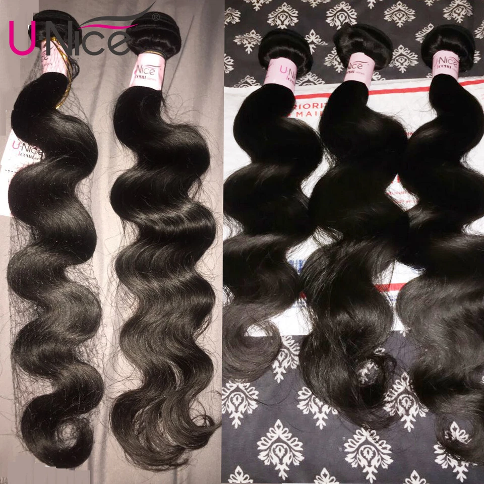 Paquetes de ondas corporales camboyanas de cabello humano virgen UNICE HAIR tejidos tramas Foto 4 de 4