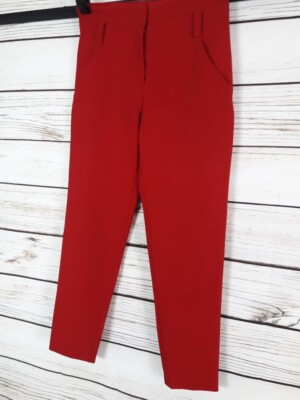 7th Avenue Design Studio Womens Dress Pants Size 2 Red Slim Leg Wide  Waistband | eBay