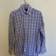 Tailorbyrd Mens Button-Point Plaid Dress Shirt Size Small 100 -Cotton
