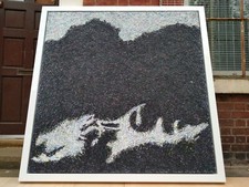 HUGE ORIGINAL JIM DOWIE MODERN ART DRIZZLE CANVAS PORTRAIT PAINTING, JOHN LENNON