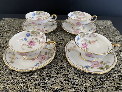 Pristine Sunnyvale Castleton China Set of 4  Standard Cups w/  Saucers Vintage