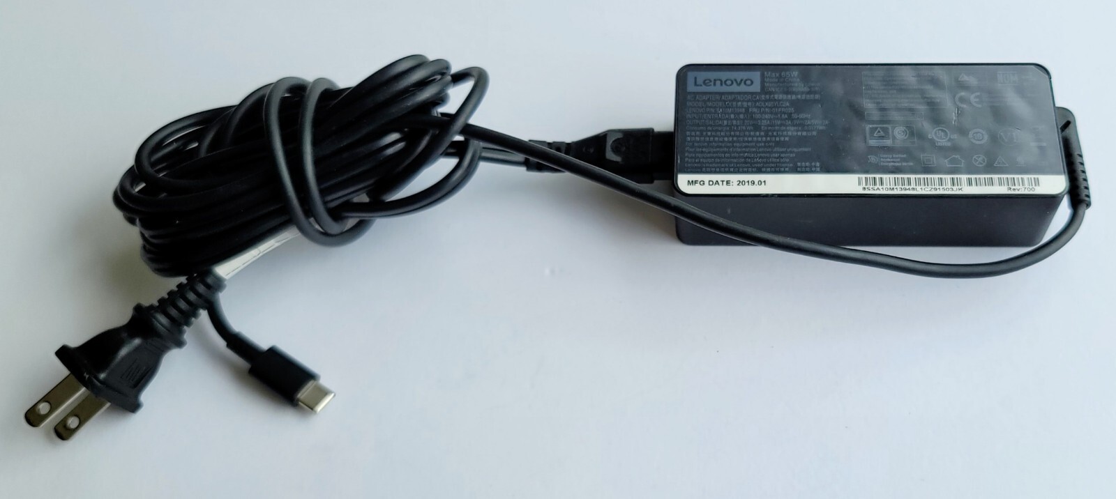 Genuine Lenovo 65w USB-C USBC ADLX65YLC2A Charger Adapter w/ Power Cable OEM-image