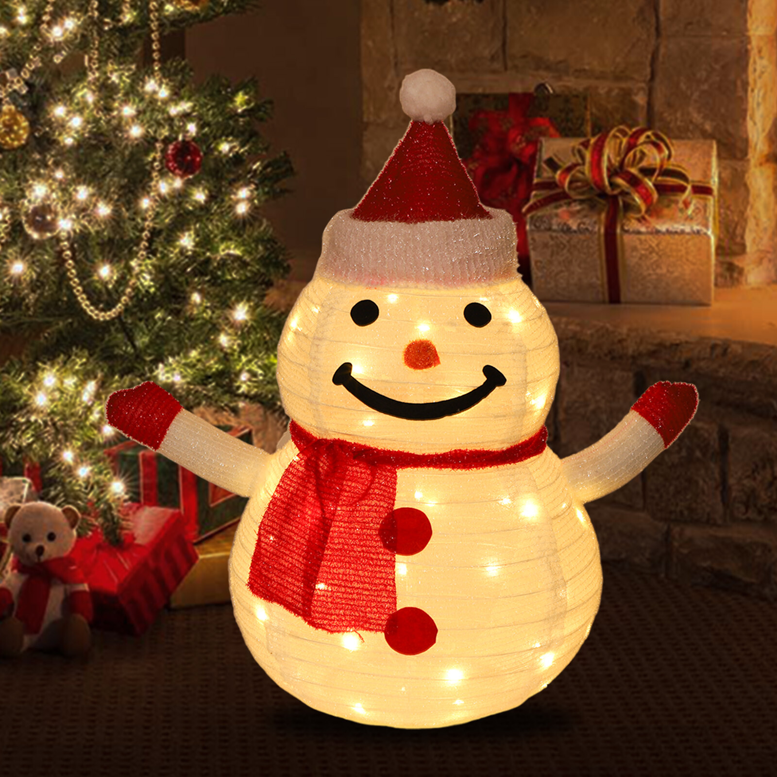 LED Light Up Christmas Snowman Ornaments Xmas Snowman Light Holiday