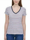 TOMMY HILFIGER WOMEN'S STRIPED V-NECK(GRAY/WHT/BLUE/RED  MEDIUM) NWT