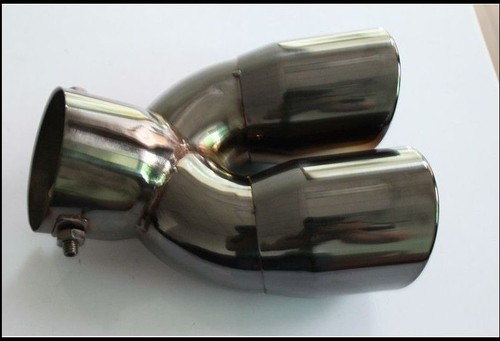 TWIN Stainless Steel Chrome Exhaust Muffler Tip for all car CALIBER 7.6cm Black - Picture 4 of 5