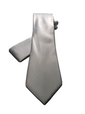 Men's Brand Q Microfiber Tie Necktie Pocket Square Gray Solid New