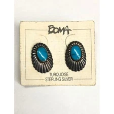 Vintage BOMA Sterling Silver Turquoise Pierced Earrings