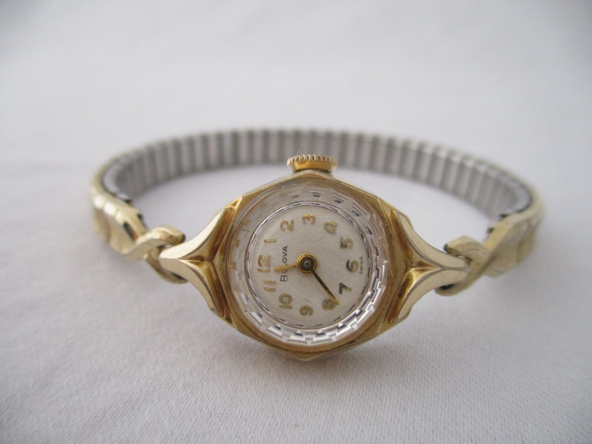 Bulova, Gold-Tone, Ladies, Vintage, Bracelet, Watch, Classic, Casual, Luxury Vintage Bulova Swiss 10k Gold Filled Ladies 14mm Cocktail  main image 4