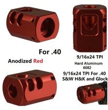 Excellent 9/16x24 TPI Muzzle Brake Compensator Anodized Red For 40 .40