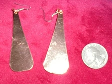 BOHO ART TEARDROP FREE FORM HANDMADE COPPER PIERCED EARRINGS DRESSY #428