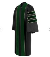 New Doctoral Graduation Gown Doctor Of Medicine Black  Green  Gold Size 45