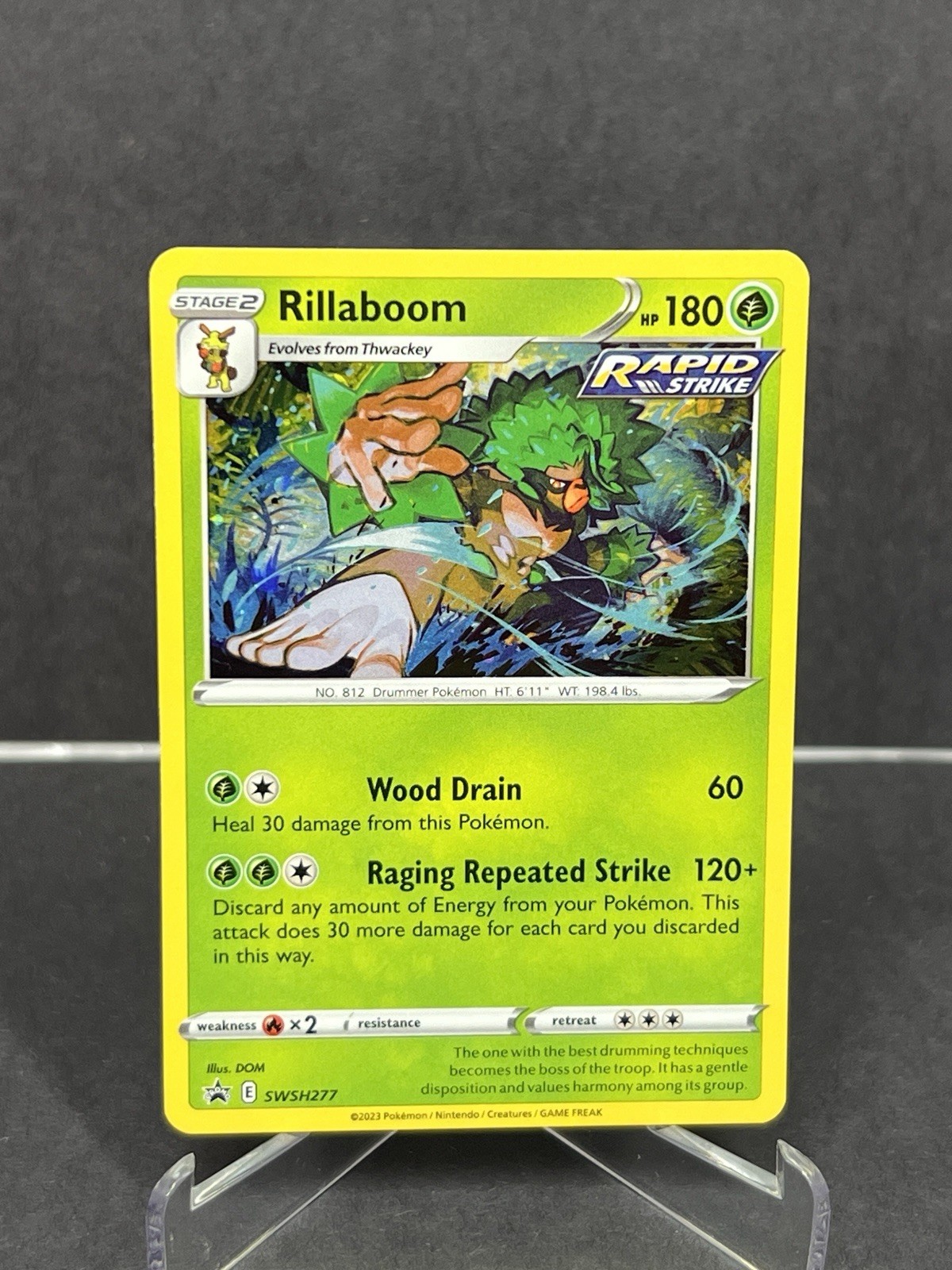 2023 Pokemon Rillaboom SWSH277 Black Star Promo Cosmos Holo Raw NM