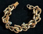 Vintage CHUNKY Marquise Glass Bracelet 7" Faux Pearl Double Link — photo 5