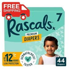 Rascals Premium Absorbent Baby Diapers Size 7, 44 Count