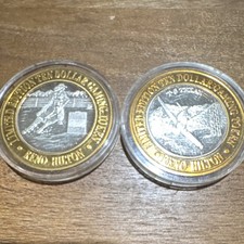 Reno Hilton Limited Edition $10 Gaming Tokens .999 Silver Barrel Racer/T-6 Texan