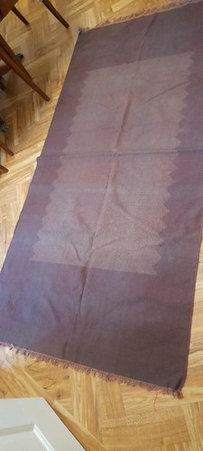 Vintage Indian Tribal Kilim Cotton Rug throw 190x90cm dark brown purple gc