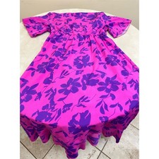SCOMCHIC Curve Wrap Dress Womens XL Pink Floral Flutter Sleeve Midi