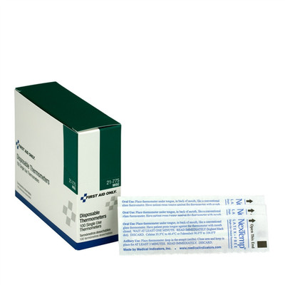  21-775-001 First Aid Only Disposable Thermometers 100/box