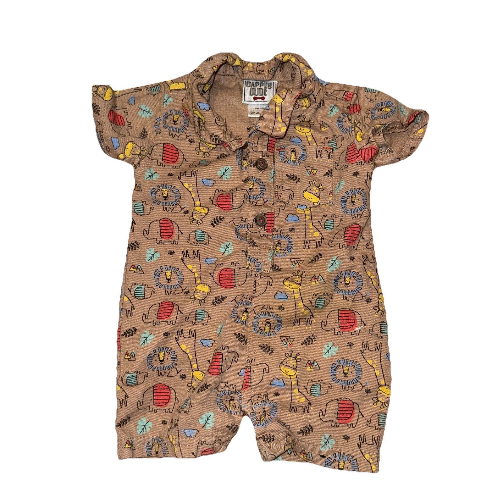 Dapper Dude Baby Boy Clothing Size 3-6m Zoo Animals Outfit