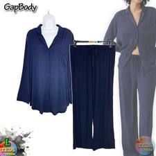 PO Gap GapBody Women L Modal Notch Collar Pajama Set G1220XCLMA - Navy Uniform
