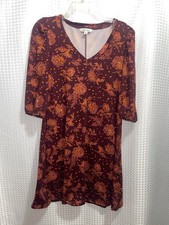 The Pioneer Woman Women’s Dress Small Burgundy Floral V-Neck 3/4 Sleeve