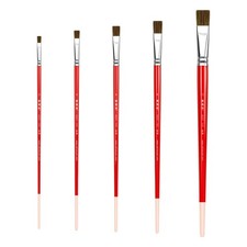XDT 747 Bright Artist Paint Brush 5 Piece Set Medium Soft Mixed Red Sable Weasel