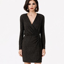 Calvin Klein Glitter-Knit Gathered-Waist Dress Size 8 NWT