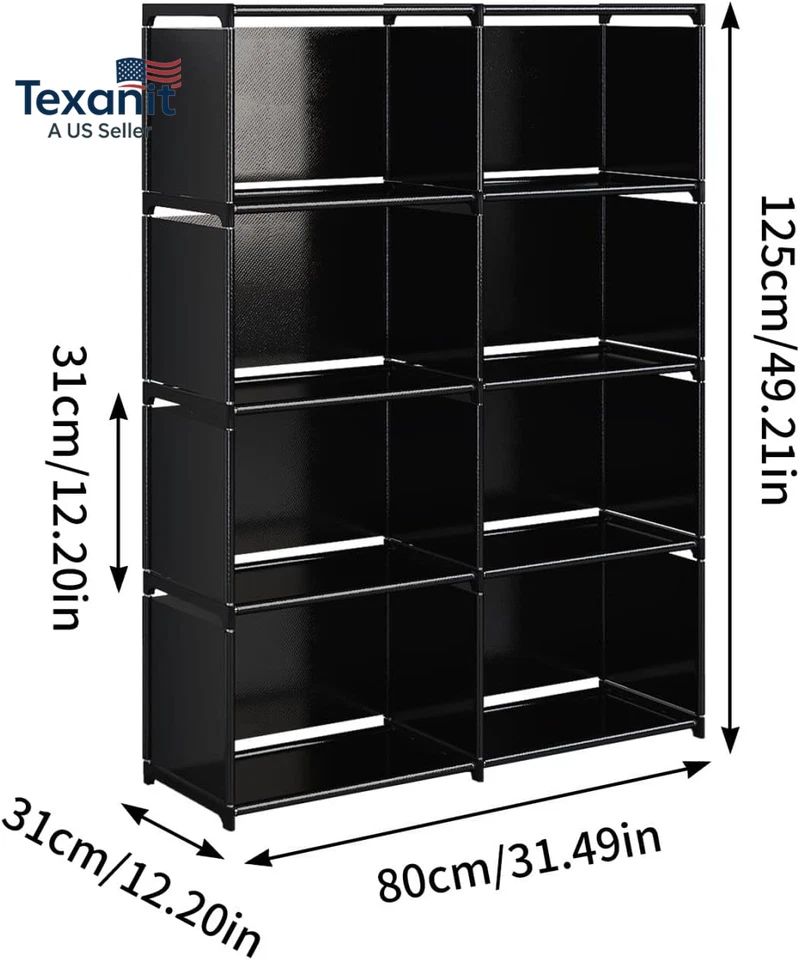 6-Tiers Portable Bookshelf with Fabric Cloth at Back, 10 Cube Closet Storage Org - Image 4 of 4