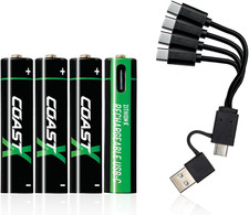 AAA USB-C Rechargeable Batteries, ZITHION-X, Lithium Ion 1.5V 750 Mah, Long Last