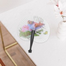 20 Pcs Chinese Style Circular Foldable Paper Fans With Plastic Handle For Dance