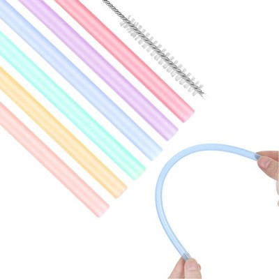 Pack of 6 Silicone Straws Reusable Silicone Straws Coloured Drinking Straw Se...
