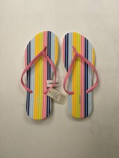 Old Navy Flip Flops Pink Striped Casual Summer - Women 8