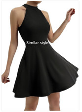 BCBG Generation Halter Lace Back Cocktail Little Black Dress Fit/Flare  Size 10