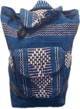 Blue Boho Woven Backpack. Made In Mexico