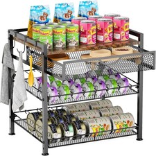 Cat Food Organizer 2 Floors Bring Drawer Storage Rack Manually Adjust The Gap