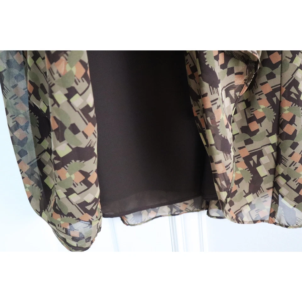 Винтажная юбка миди Y2K Jones Wear 10 с оборками подол прозрачное покрытие геометрический коричневый - Изображение 4 из 4