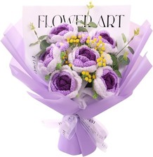 Crochet Flower Bouquet Roses: Artificial Knitted Flowers for Mother's Day Weddin