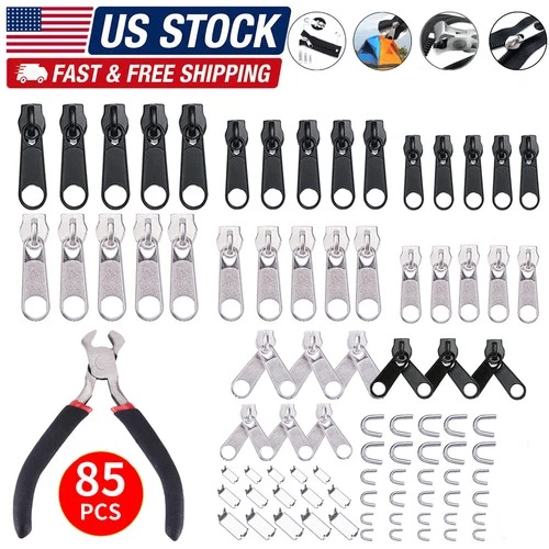 85Pcs Fix Zipper Zip Slider Repair Instant DIY Kit Removable Rescue Replacement video thumbnail