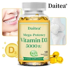 Mega Potency Vitamin D3 5000 IU 30to120 caps Bone Immune HEALTHY Gluten Free