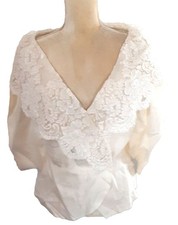 Vtg Watters & Watters Ivory 100% Silk Formal Jacket blouse sz 10 wedding