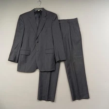 JoS. A. Bank Suit 39R Gray Pinstripe Wool 2-Button Jacket Pants 34x29 Mens