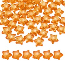 50pcs Acrylic Star Beads, 18mm Star-Shaped Pony Loose Spacer Beads, Orange